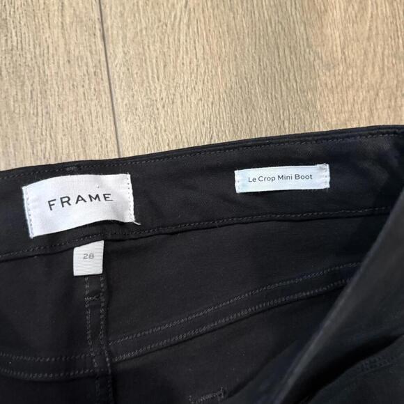 FRAME Le Crop Mini Boot Black Flare Jeans Size 28 Wax Jean Finish - Picture 2 of 2